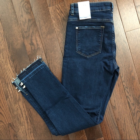 Zara Jeans With Pearl Bead on Ankle-Size 6 New - Picture 2 of 7